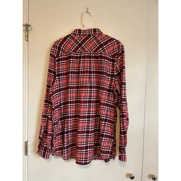 Lands' End pink flannel shirt buttons collar cotton pink - Picture 2 of 10